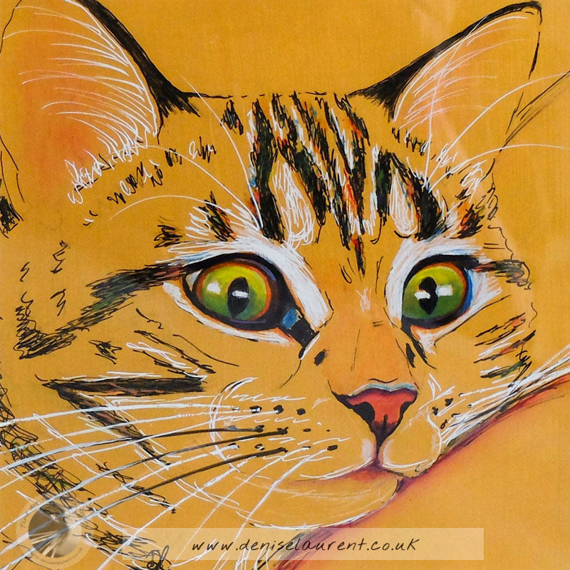 Golden Girl 8x8" Framed Cat Painting