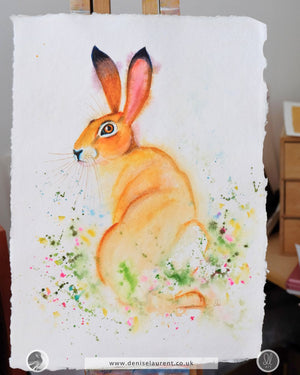 Just A Moment - Hare Watercolour Painting