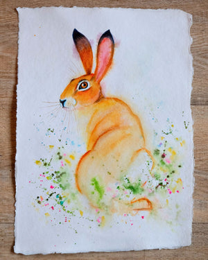 Just A Moment - Hare Watercolour Painting