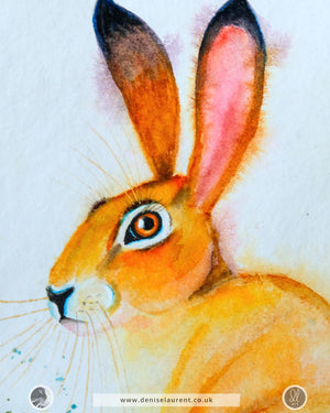 Just A Moment - Hare Watercolour Painting