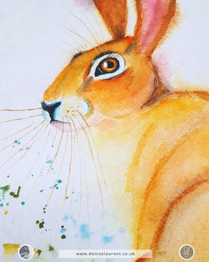 Just A Moment - Hare Watercolour Painting