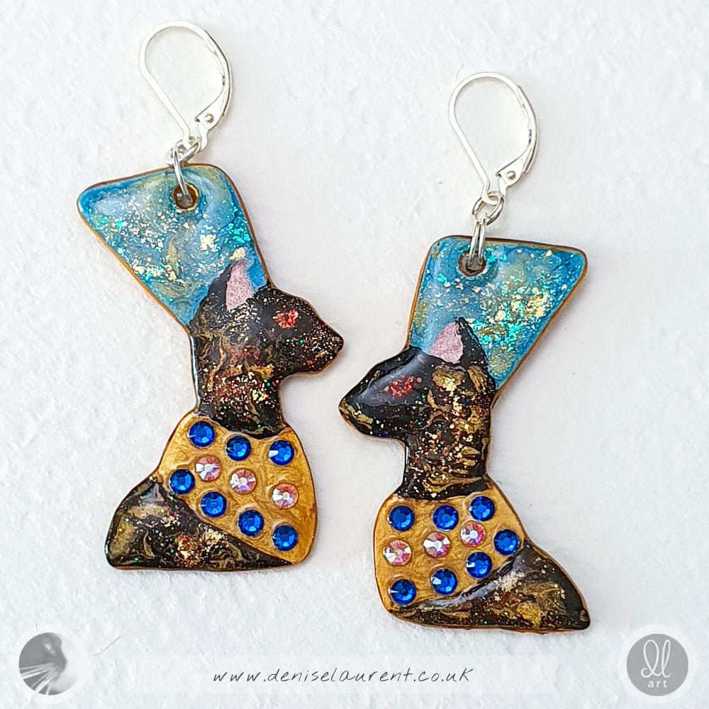 Egyptian Cat Pharaoh Earrings