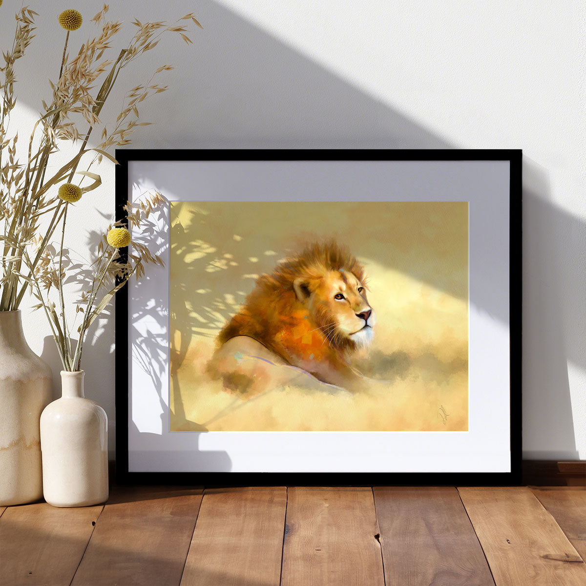 Lion In The Grass - Big Cat Art Print