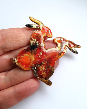 Loving Hares Brooch No 4