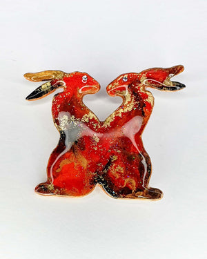 Loving Hares Brooch No 4