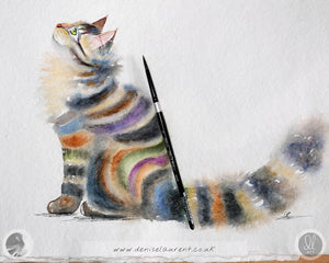Miss Stripes  - Tabby Cat Watercolour Painting
