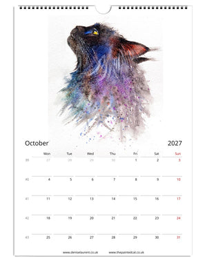2027 Painted Cat Wall Calendar