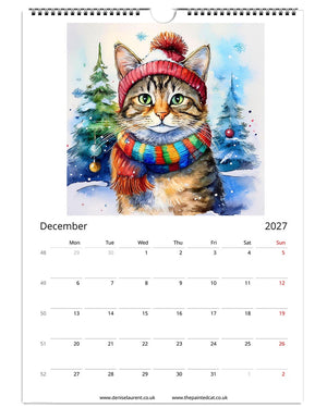 2027 Painted Cat Wall Calendar