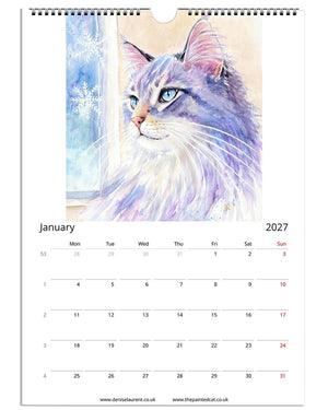 2027 Painted Cat Wall Calendar