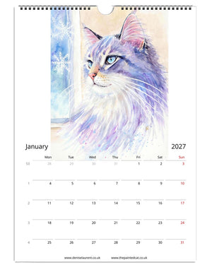 2027 Painted Cat Wall Calendar