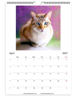2027 Painted Cat Wall Calendar