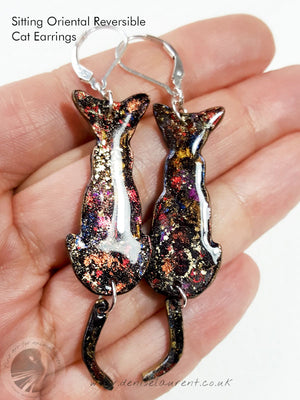 Commission A Pair of Reversible Siamese Cat Earrings