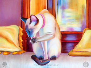 Perfectly Polished  - Siamese Cat Art Print