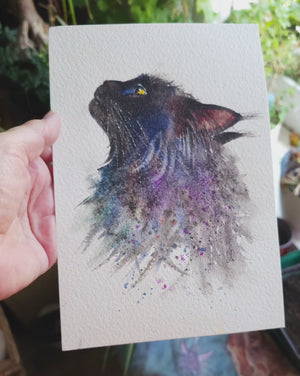 Black Cat profile  - Watercolour