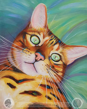 Rain - 10x8" Bengal Cat Oil Painting