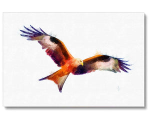 a flying red kite print on a white background