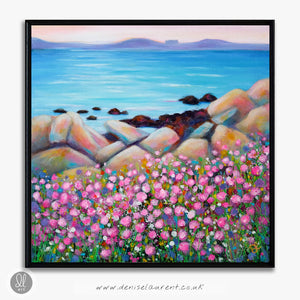 Sea Pinks On The Shore - 12x12" Landscape Painting