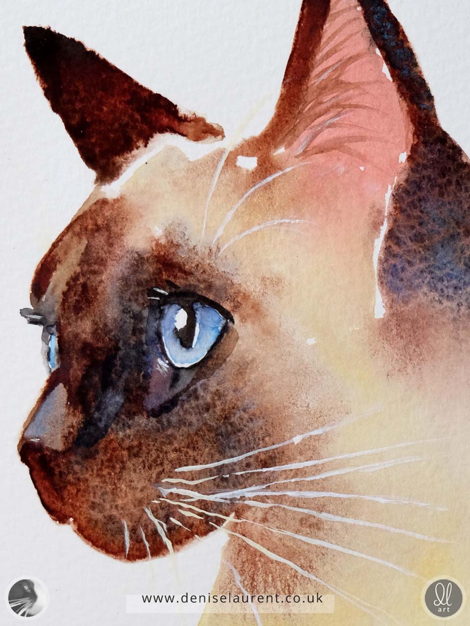 Siamese Cat Profile  - Watercolour