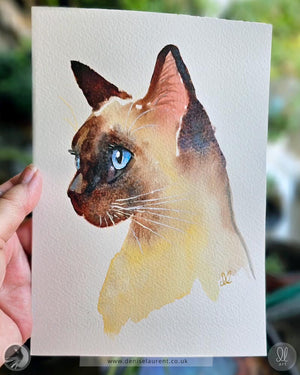 Siamese Cat Profile  - Watercolour
