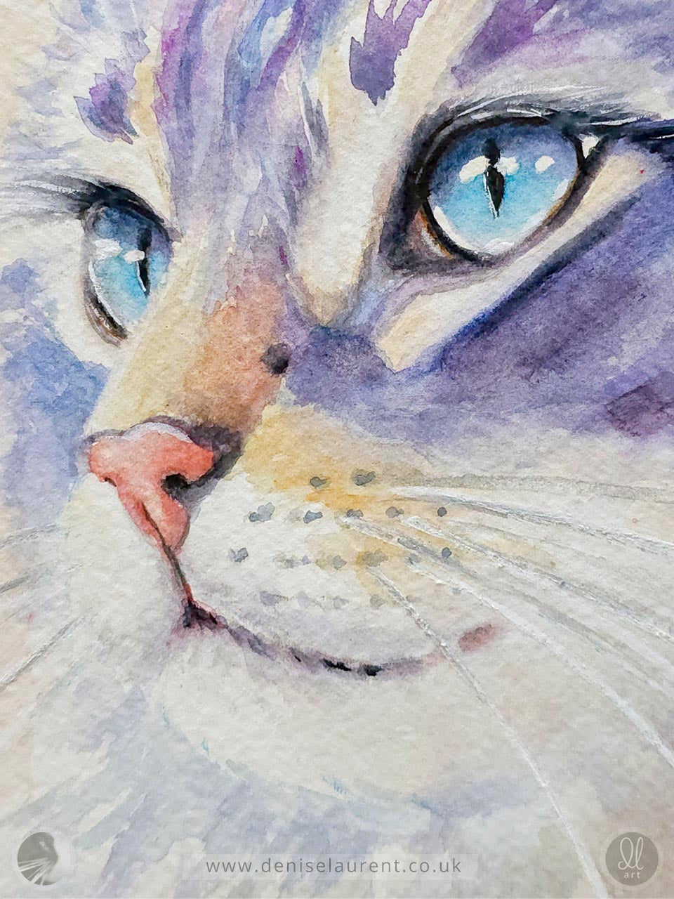 Snowflake - Winter Cat Watercolour