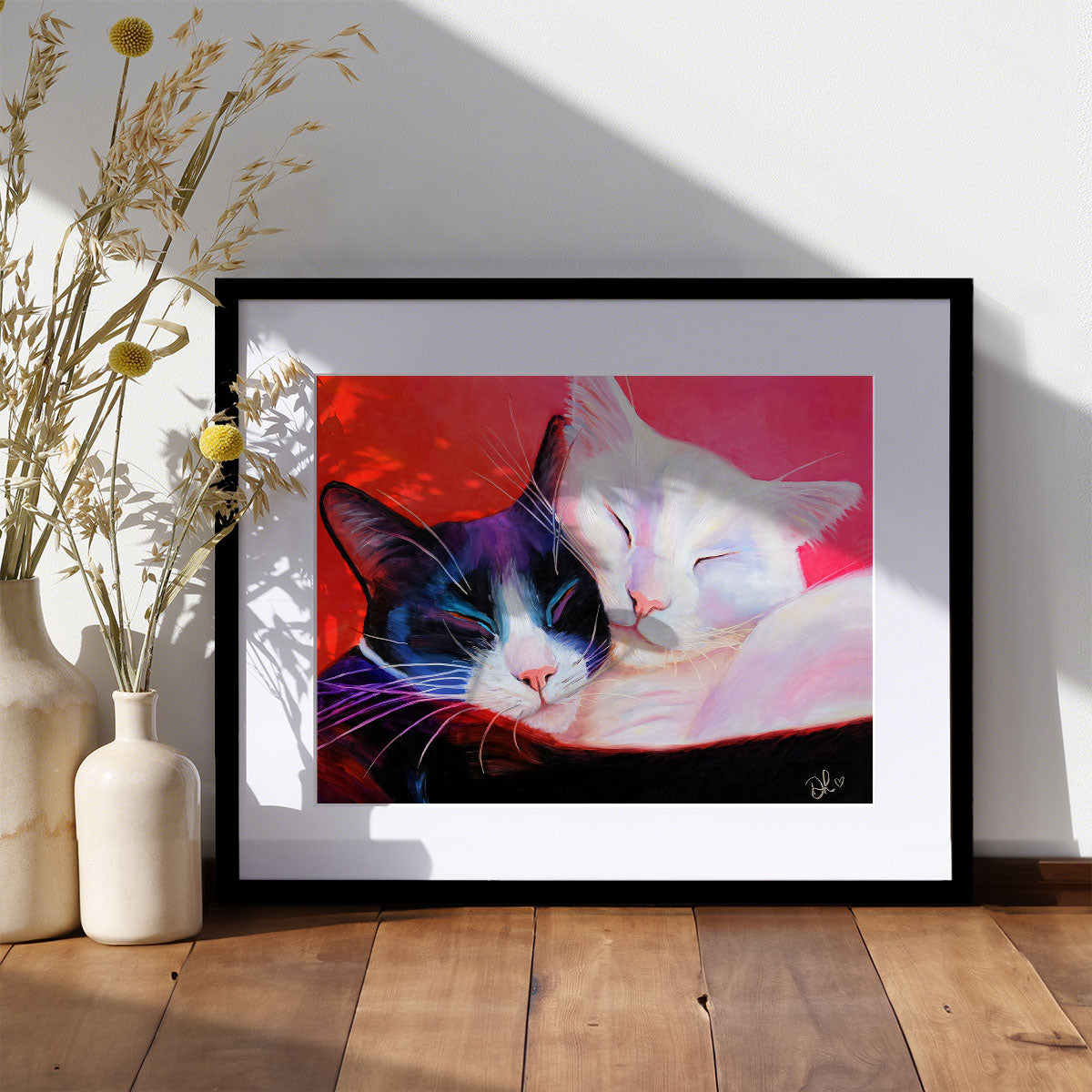 Snuggles   - Black & White Cat Print