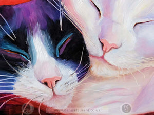 Snuggles   - Black & White Cat Print