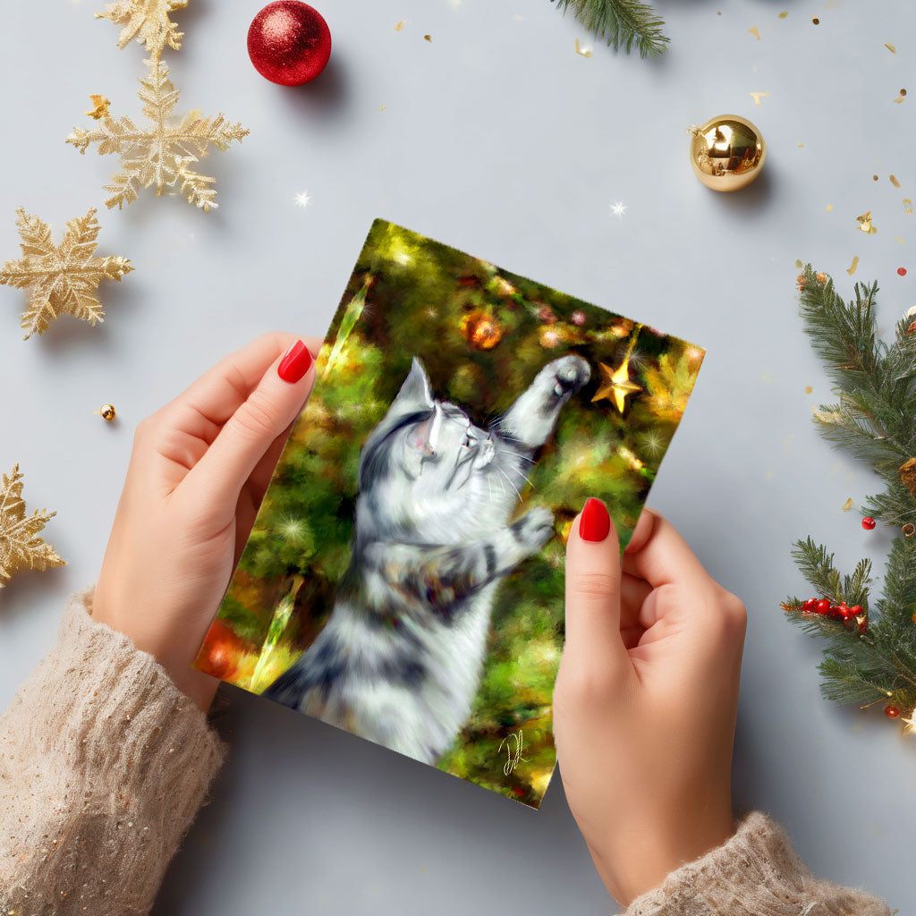 Star Catcher - Cat Christmas Card