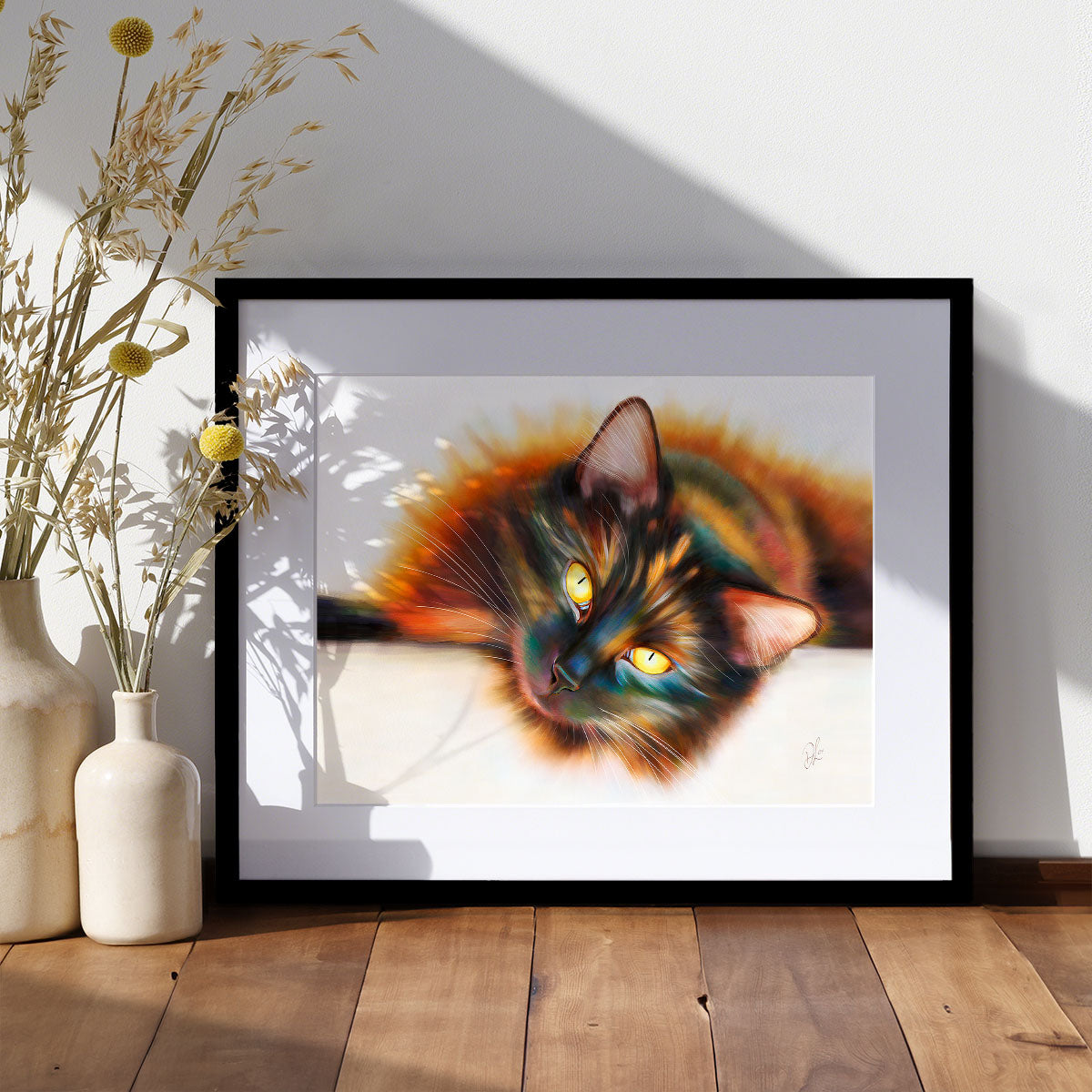 Sunbathing - Tortoiseshell Cat Art Print