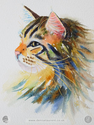 Tabby Cat Profile  - Watercolour