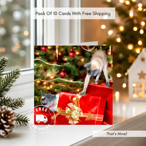 Pack Of 10 Siamese Cat Christmas Cards