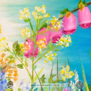 close up of a painting of wildflowers by Marble Bay