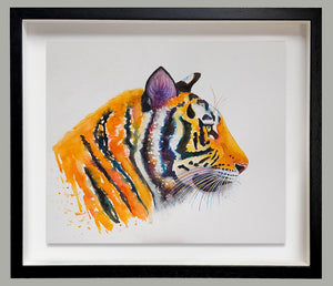 The Tiger's Gaze Framed Watercolour Painting
