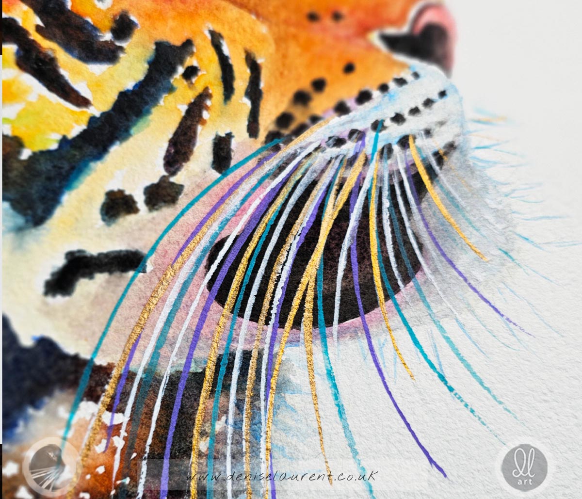 The Tiger's Gaze Framed Watercolour Painting