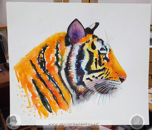 The Tiger's Gaze Framed Watercolour Painting