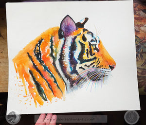 The Tiger's Gaze Framed Watercolour Painting