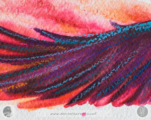 Wings Of Fire - 16"x12" Crow Watercolour Painting