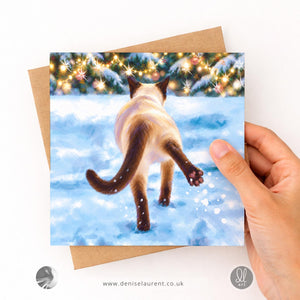 Pack Of 10 Pawsitively Freezing! Siamese Cat Christmas Cards