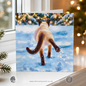 Pack Of 10 Pawsitively Freezing! Siamese Cat Christmas Cards