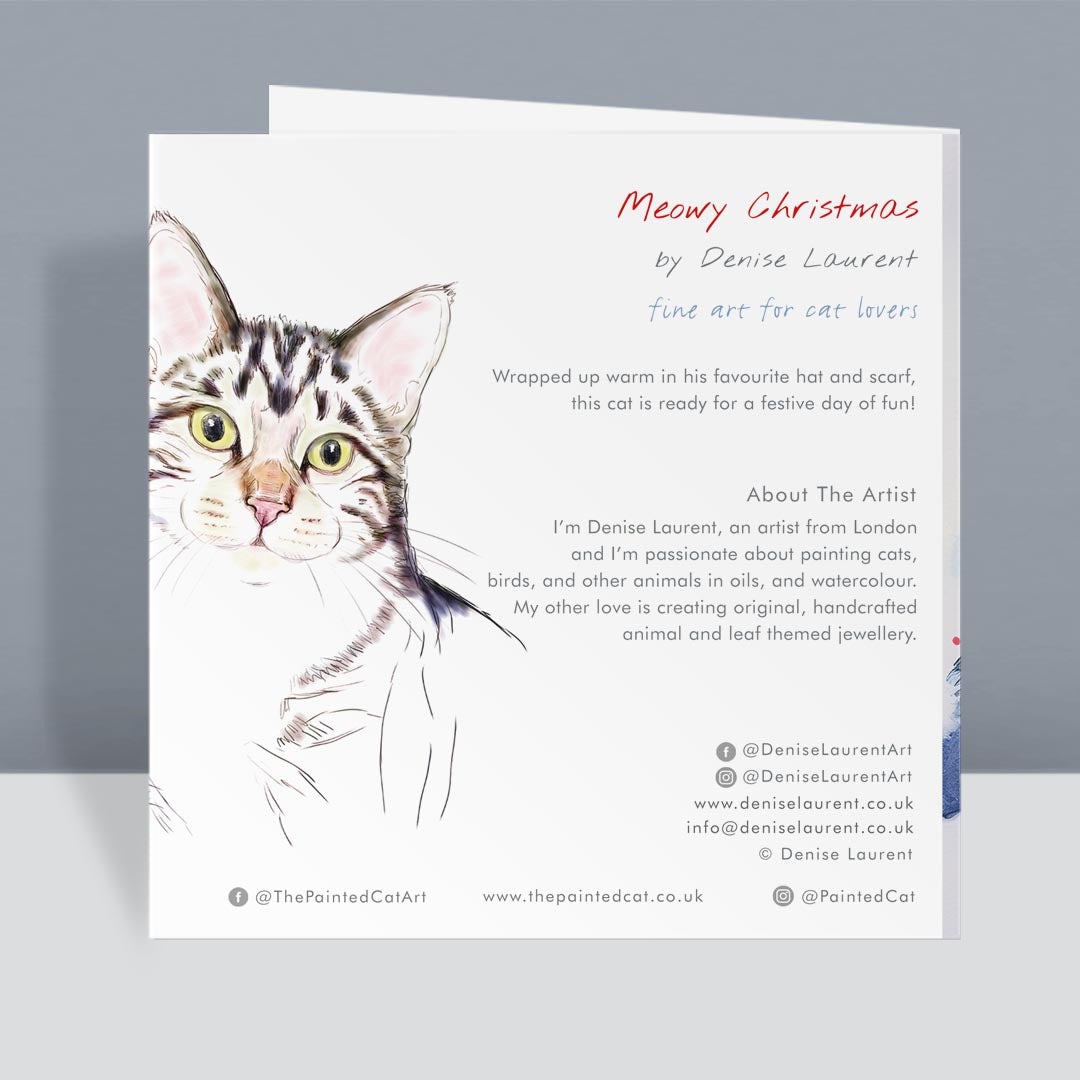 Pack of 10 Meowy Christmas Tabby Cat Christmas Cards