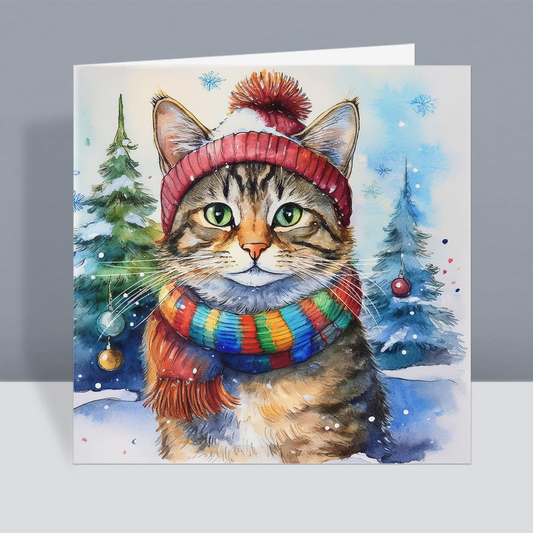 Meowy Christmas - Tabby Cat Christmas Card