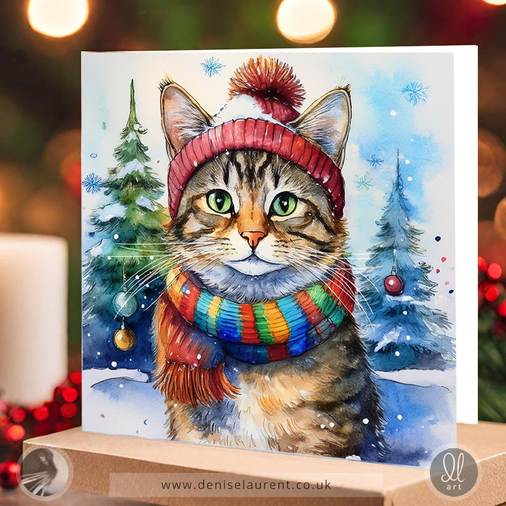 Meowy Christmas - Tabby Cat Christmas Card