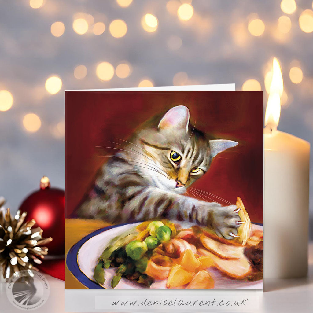 Take Away Turkey - Cat Christmas Card