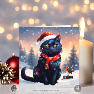 Frosty Fun With Friends - Black Cat Christmas Card