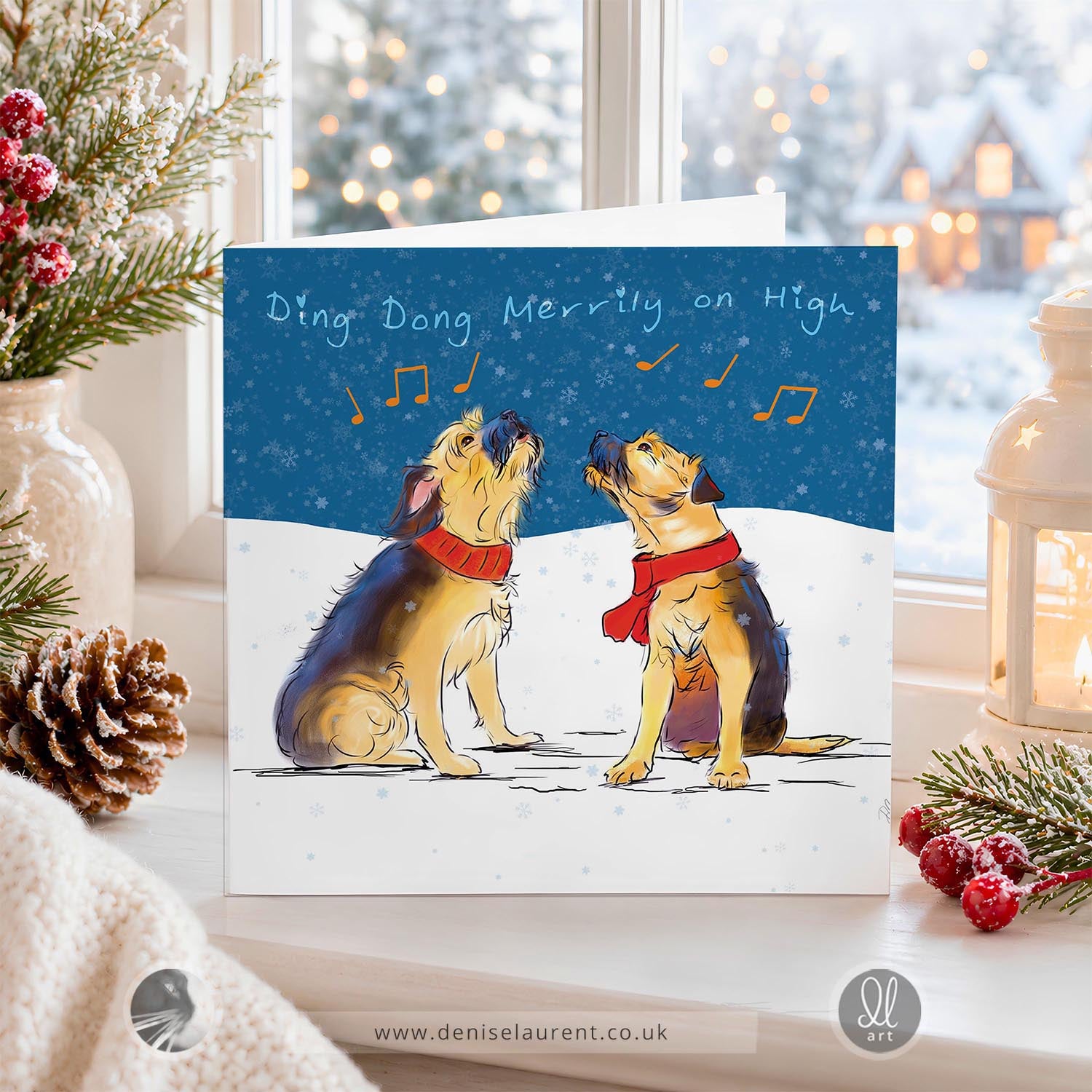 Ding Dong Merrily On High  - Border Terrier Christmas Card