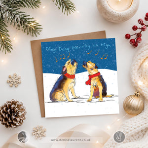 Ding Dong Merrily On High  - Border Terrier Christmas Card