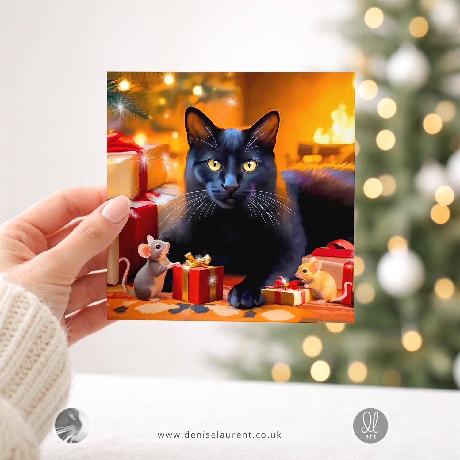 Fireside Friends - Black Cat Christmas Card