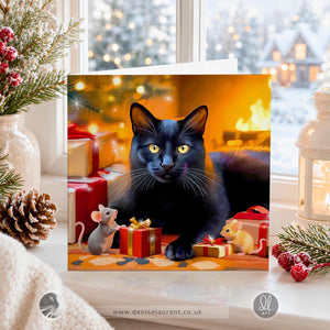 Fireside Friends - Black Cat Christmas Card