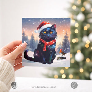 Frosty Fun With Friends - Black Cat Christmas Card