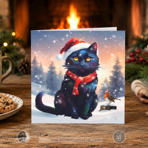 Pack Of 10 Frosty Fun With Friends Black Cat Christmas Cards