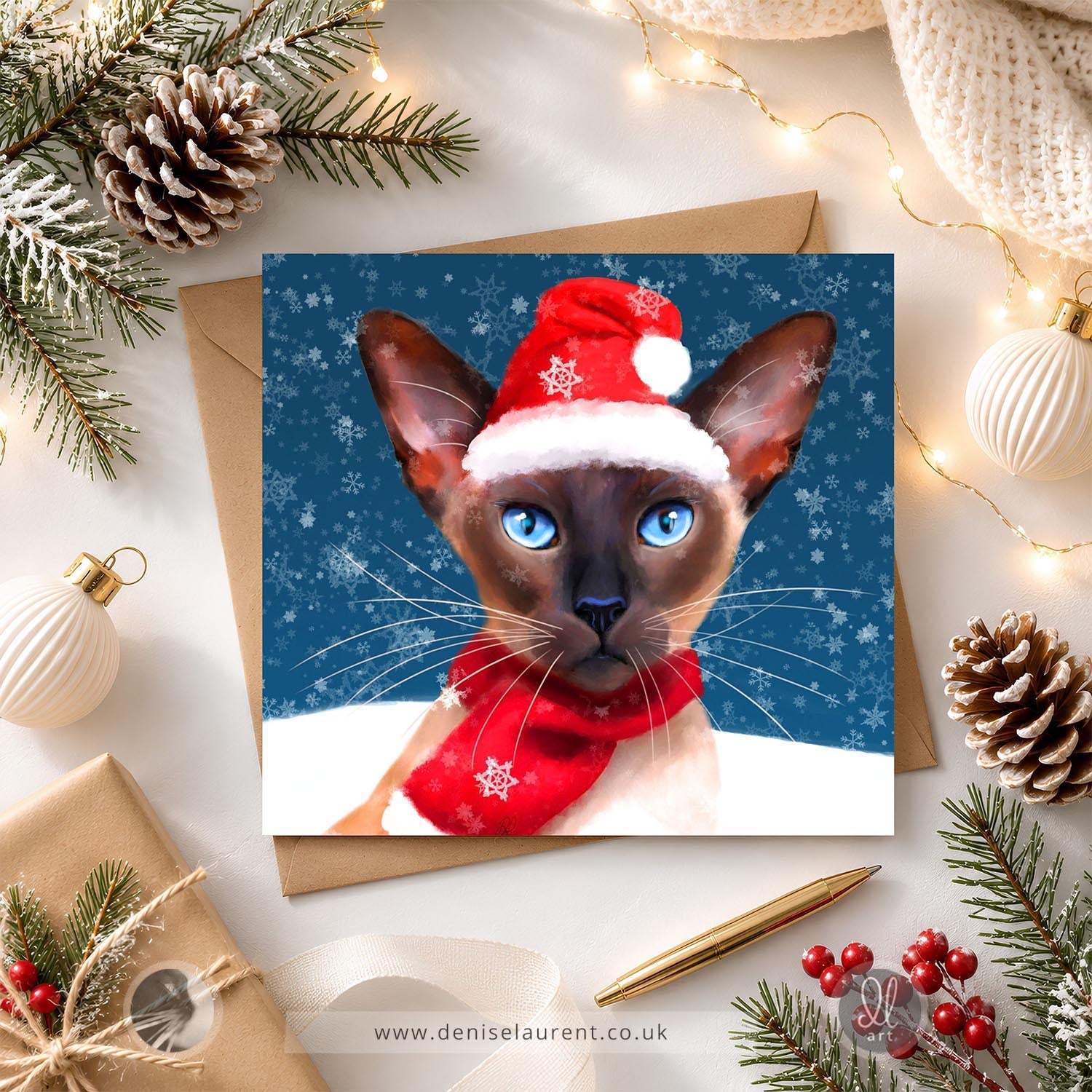 Let It Snow - Siamese Cat Christmas Card